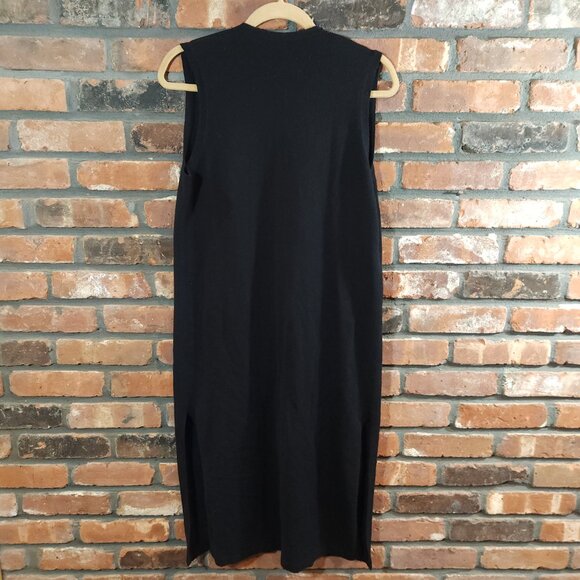 Theory Torina 100% Cashmere Sleeveless Duster Cardigan Vest in Black Women's M - Picture 7 of 10